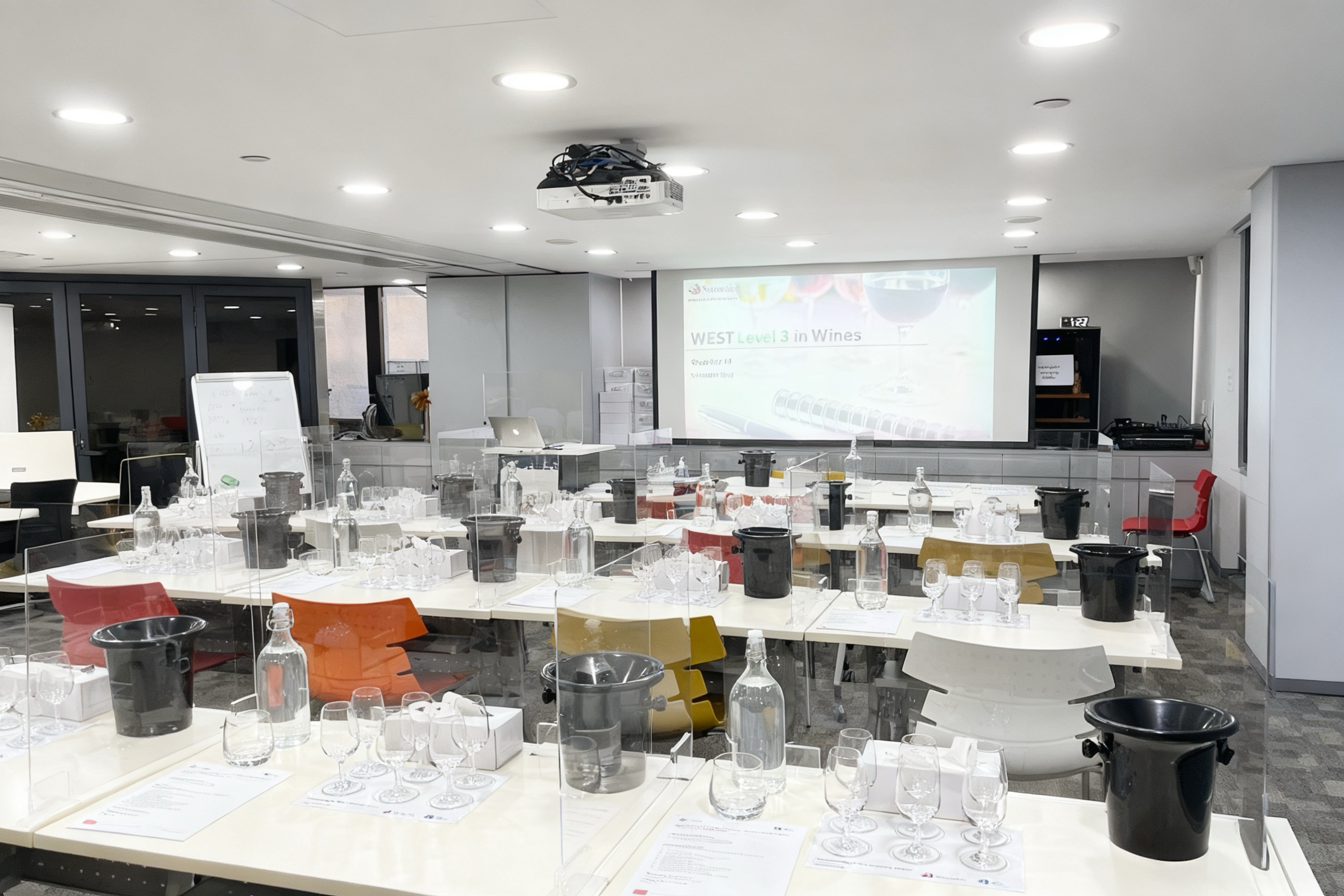 Two glasses of white wine on a table