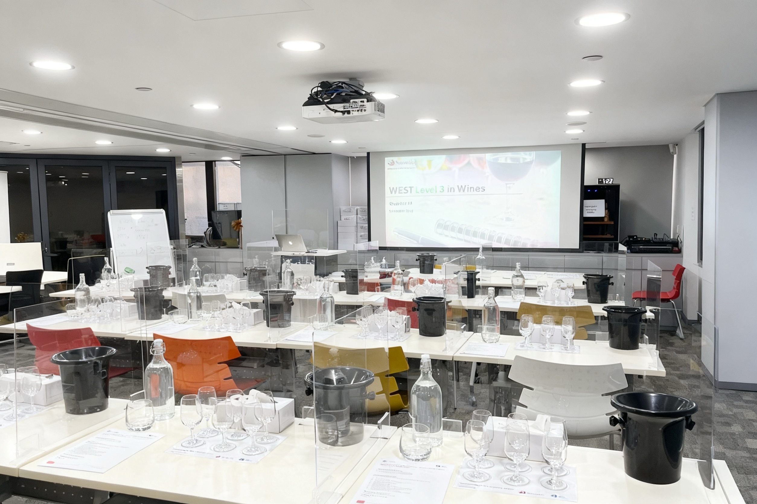 Two glasses of white wine on a table